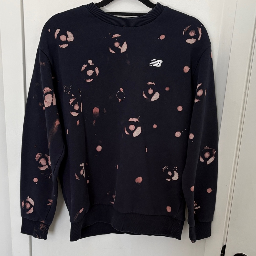New Balance Men's Sweater with Black and Pink Pattern